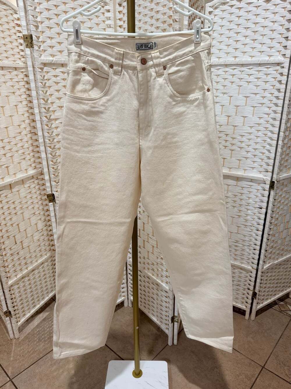 Raw Rags Denim Classics Relaxed Fit Cream Jeans Size 33L
